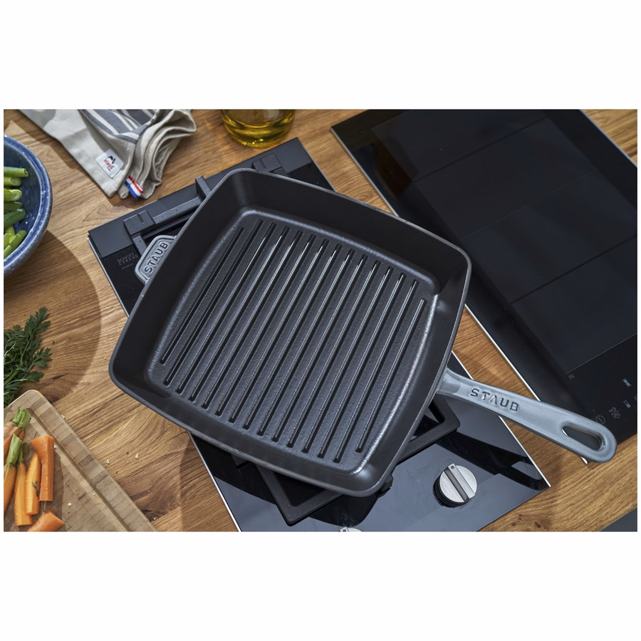 12-inch, Cast Iron, Square, Grill Pan, Graphite Grey