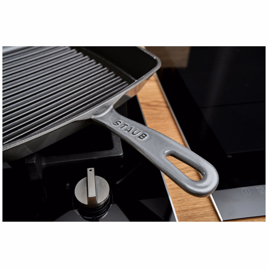 12-inch, Cast Iron, Square, Grill Pan, Graphite Grey