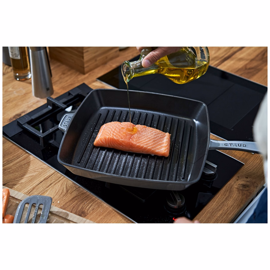 12-inch, Cast Iron, Square, Grill Pan, Graphite Grey