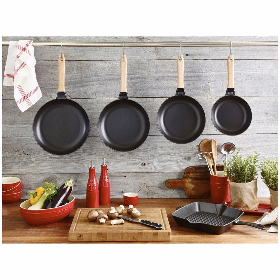 8-inch, Frying Pan With Wooden Handle, Matte Black