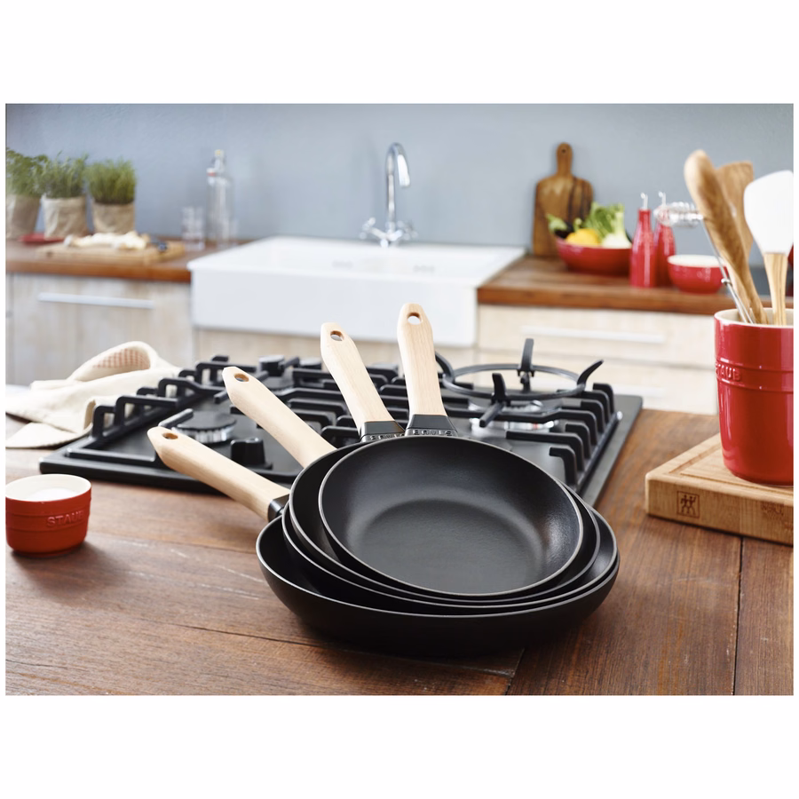 11-inch, Fry Pan Wooden Handle, Matte Black
