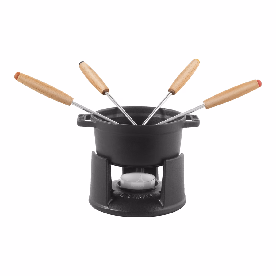 4-inch, 0.25-qt Mini Chocolate Fondue Set, Matte Black
