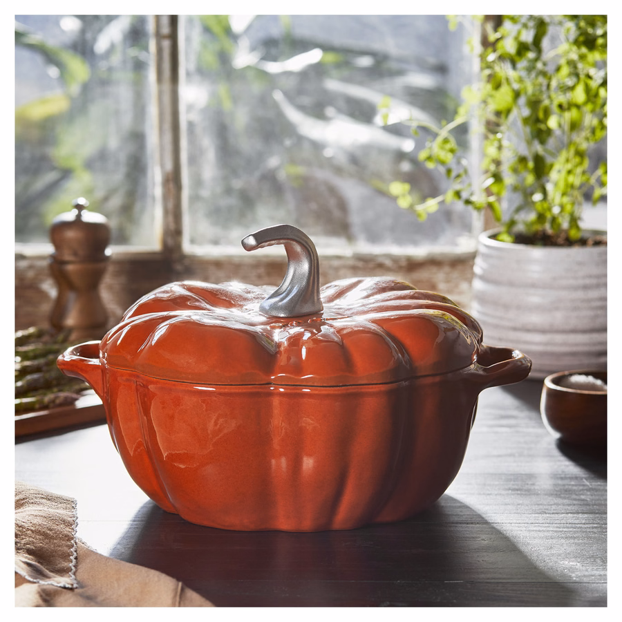 3.5 qt, Pumpkin, Dutch Oven With Stainless Steel Knob, Burnt Orange