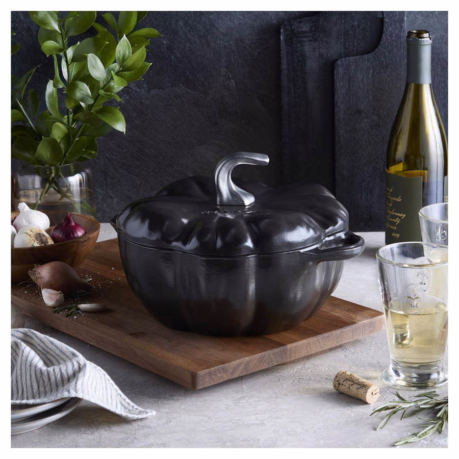 3.5 qt, Pumpkin, Dutch Oven With Stainless Steel Knob, Matte Black
