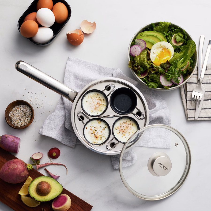 Egg poacher 18 cm, 18/10 Stainless Steel, Silver