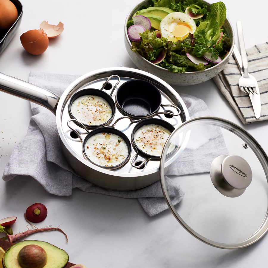 Egg poacher 18 cm, 18/10 Stainless Steel, Silver
