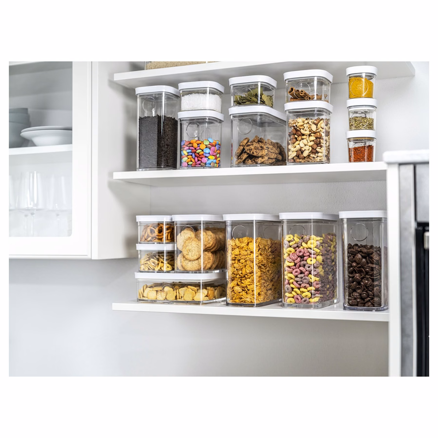 CUBE Container L / 21 cm, 1.75 Qt, Transparent-White