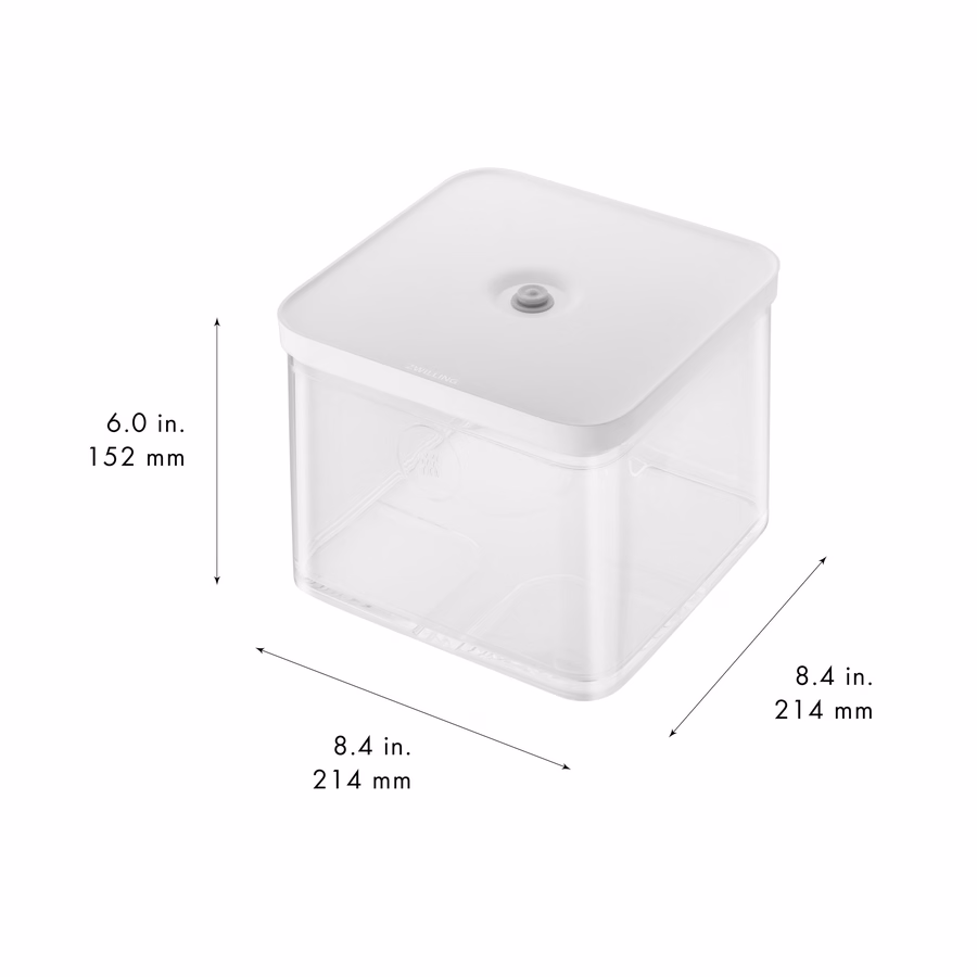 CUBE Container 2L / 21 cm, 4.2 Qt, Transparent-White