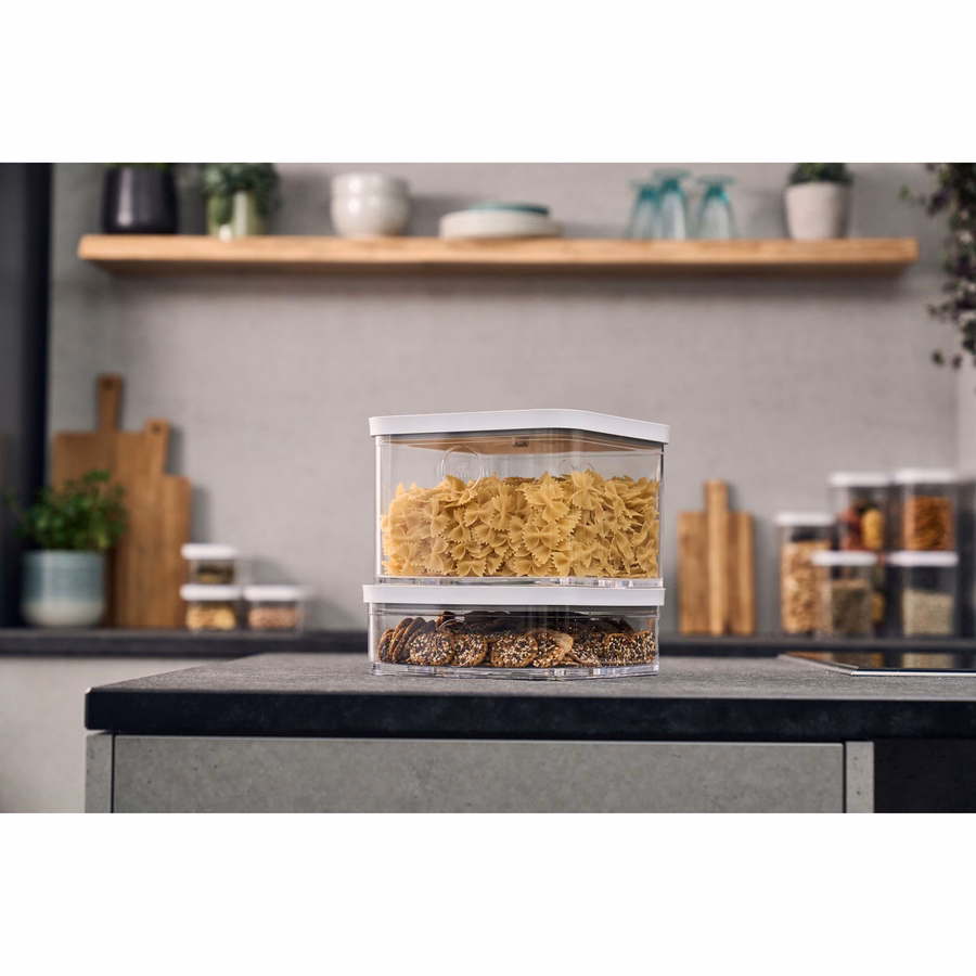 CUBE Container 2L / 21 cm, 4.2 Qt, Transparent-White