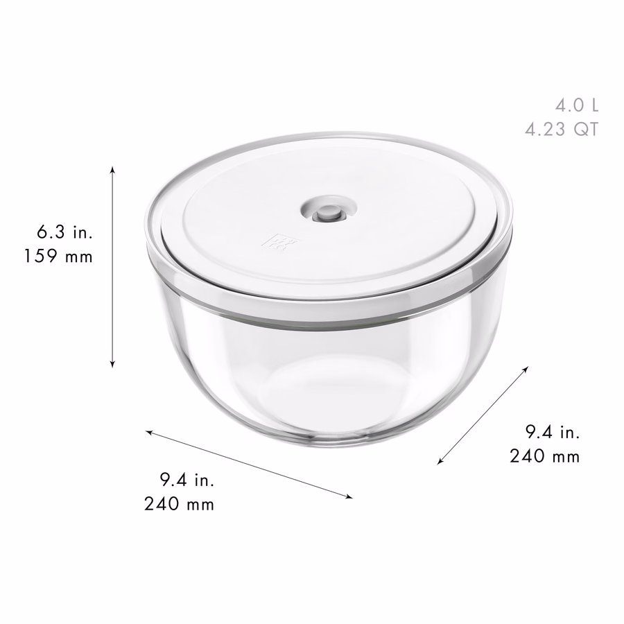 Vacuum bowl set S/M/L / 6-pc, glass, Transparent-White