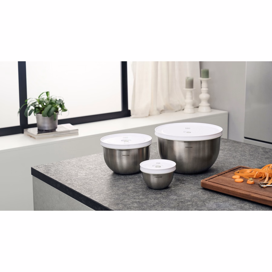 Vacuum bowl set S/M/L / 6-pc, stainless steel, Silver-White