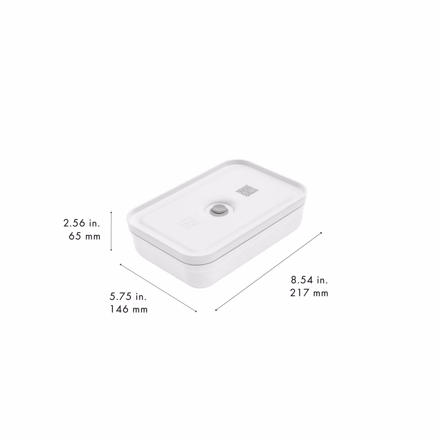 L Flat, Vacuum Lunch Box, Plastic, White-Grey