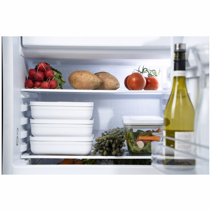 L Flat, Vacuum Lunch Box, Plastic, White-Grey