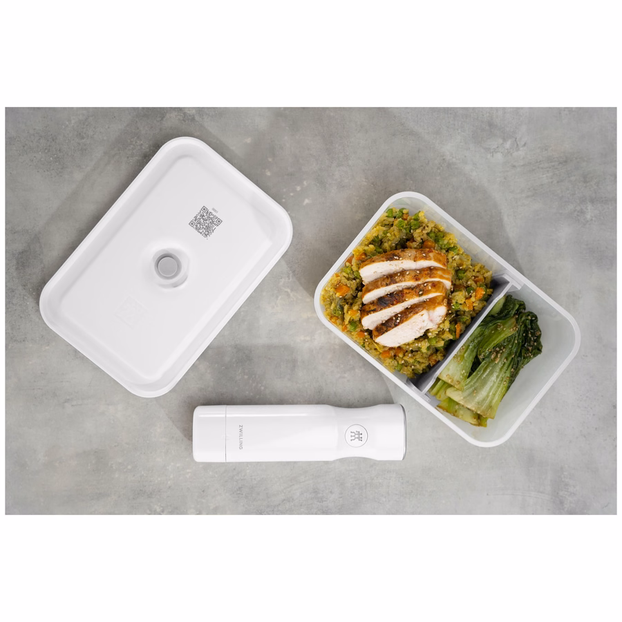 L, Vacuum Lunch Box, Plastic, Semitransparent-Grey