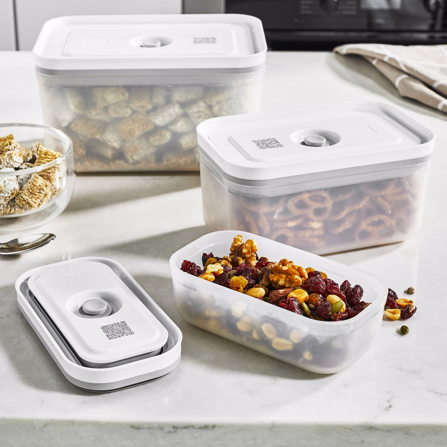 S/M/L / 3-pc, Vacuum Container, Plastic, Semitransparent-Grey