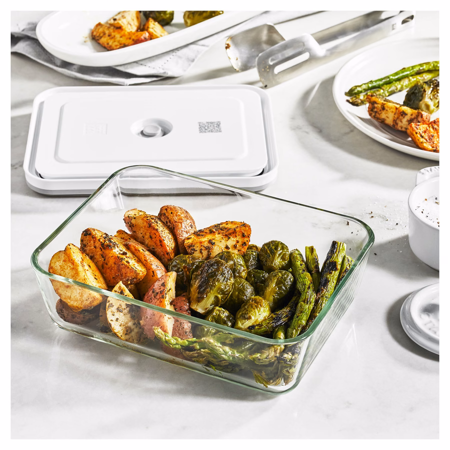 Vacuum Fridge Container, Glass, Grey