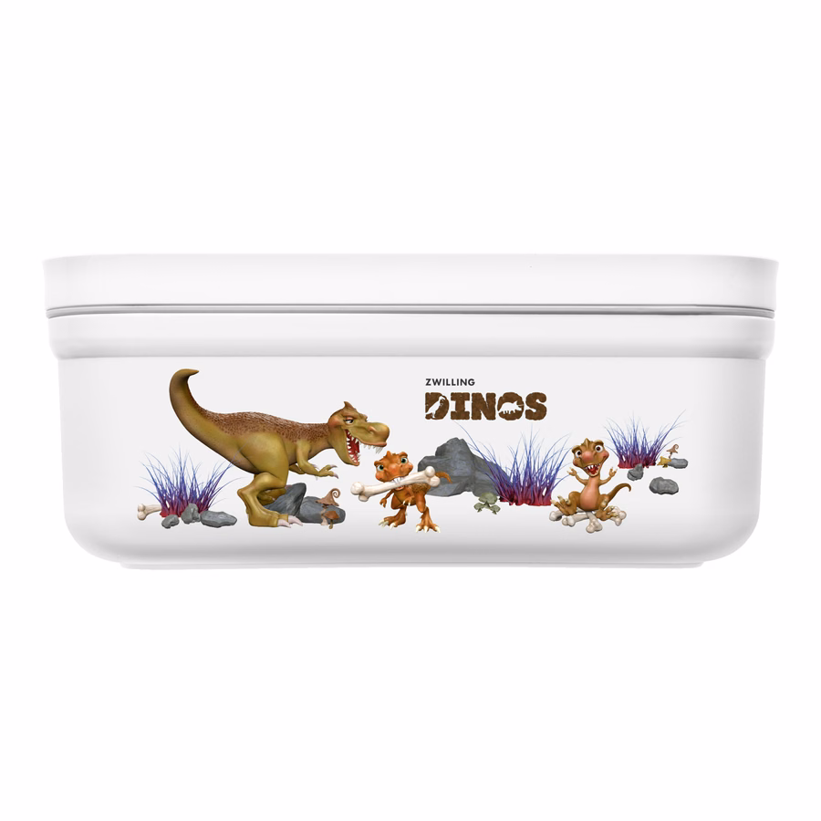 M, DINOS Vacuum Lunch Box, Plastic, White-Grey