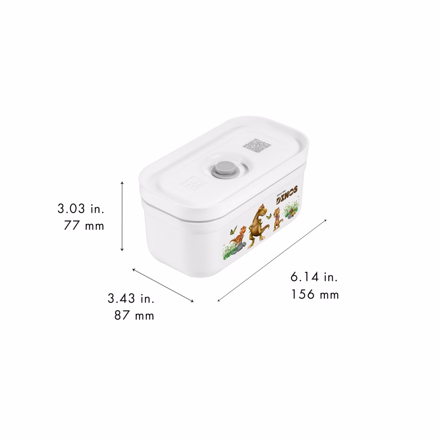 S, DINOS Vacuum Lunch Box, Plastic, White-Grey