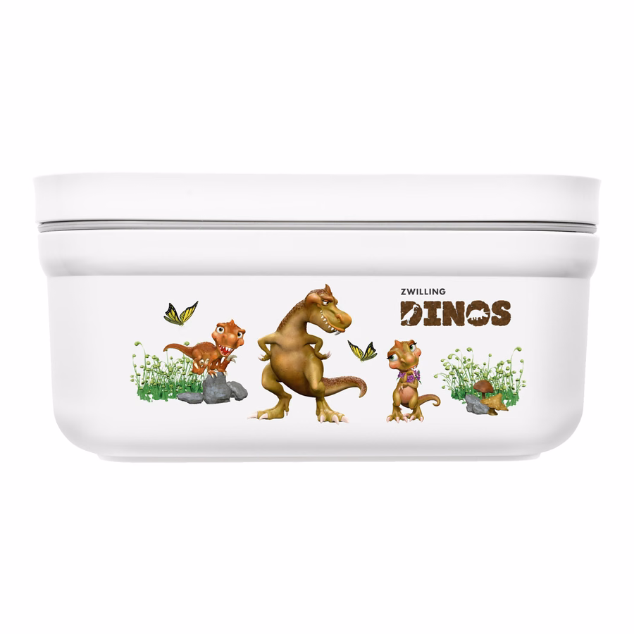 S, DINOS Vacuum Lunch Box, Plastic, White-Grey