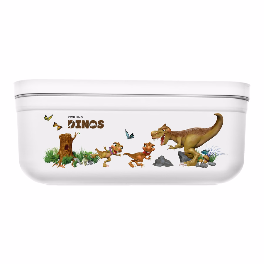L, DINOS Vacuum Lunch Box, Plastic, White-Grey