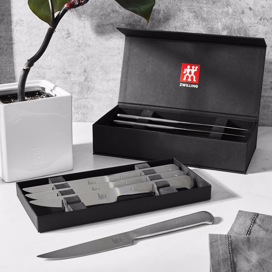 8-pc, 18/10 Stainless Steel Porterhouse Steak Knife Set In Black Presentation Box