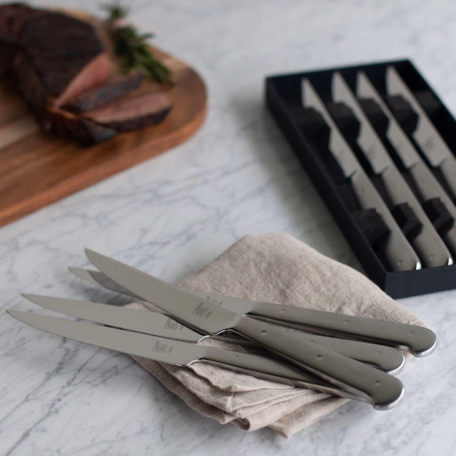 8-pc, 18/10 Stainless Steel Porterhouse Steak Knife Set In Black Presentation Box