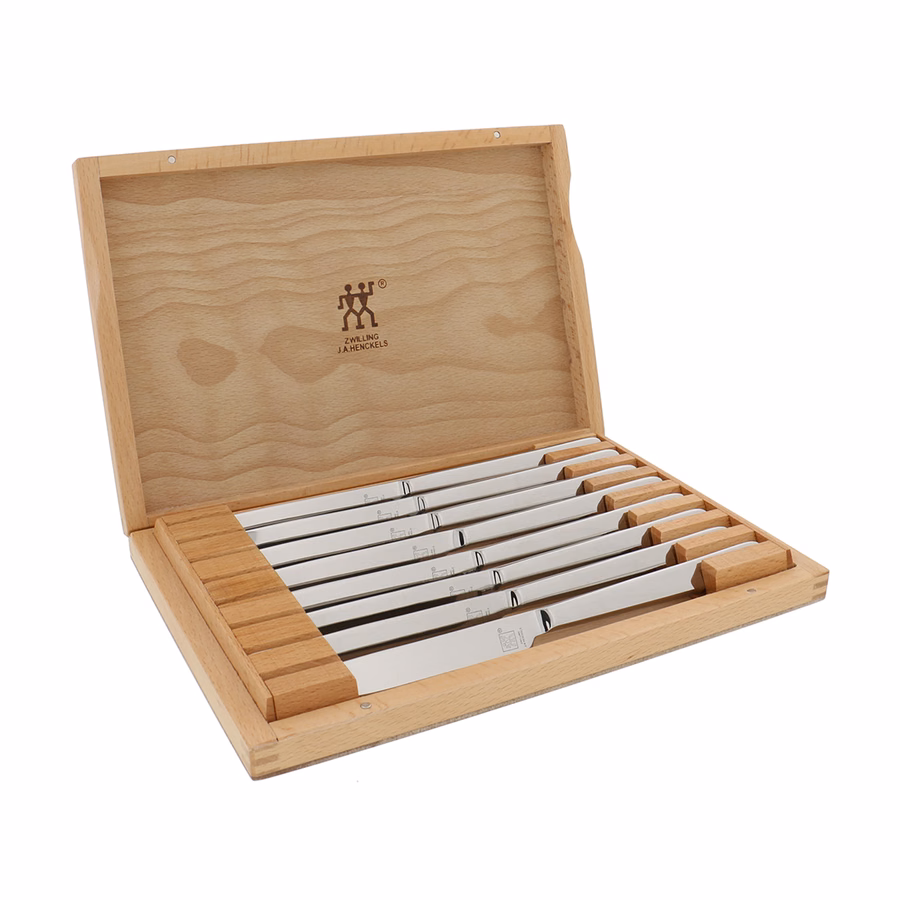 Stainless Steel Steak Knife Set with Wood Presentation Case , 8-pc