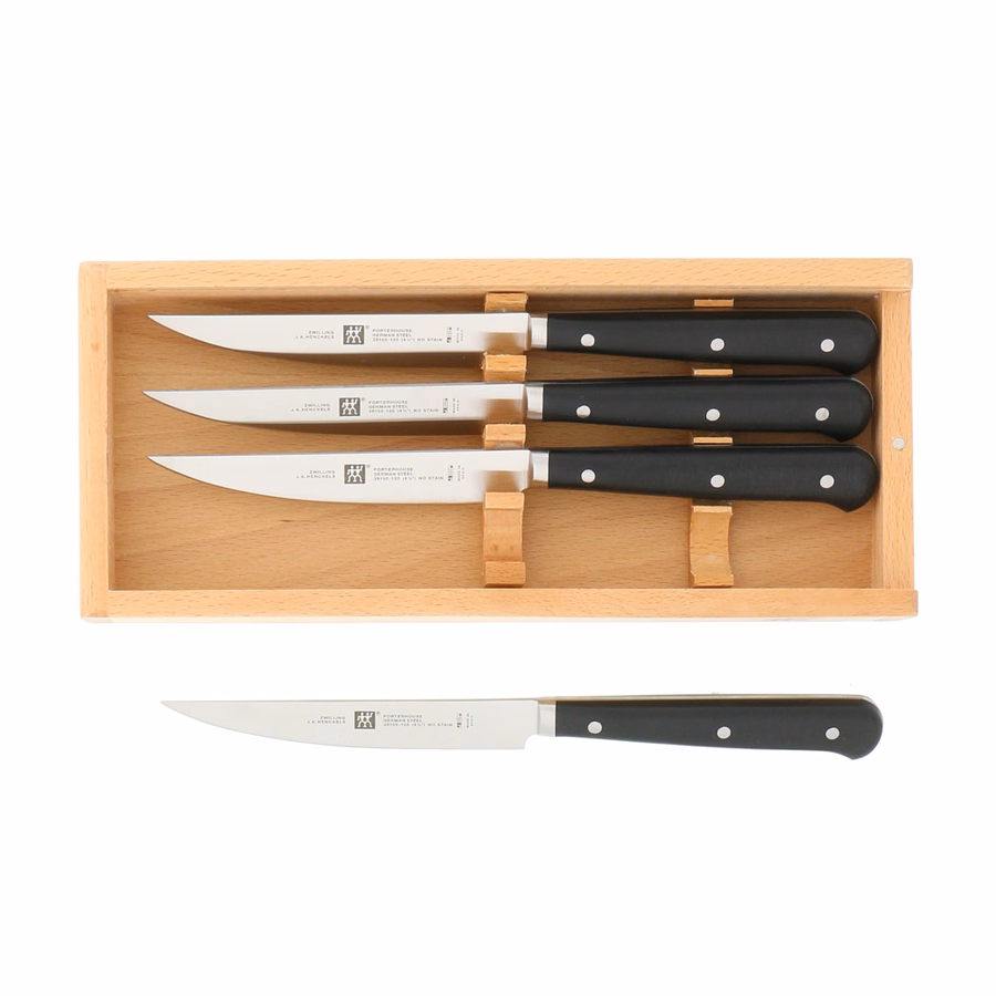 4-pc, Porterhouse Steak Knife Set In Beechwood Box