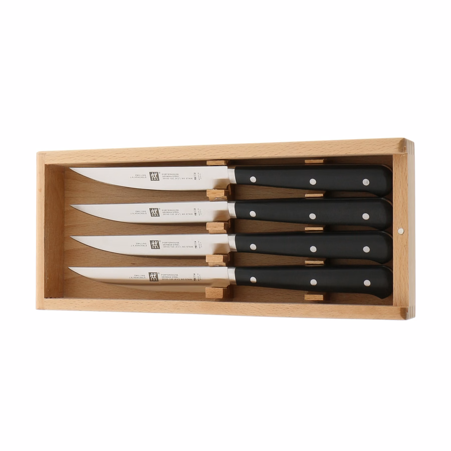 4-pc, Porterhouse Steak Knife Set In Beechwood Box