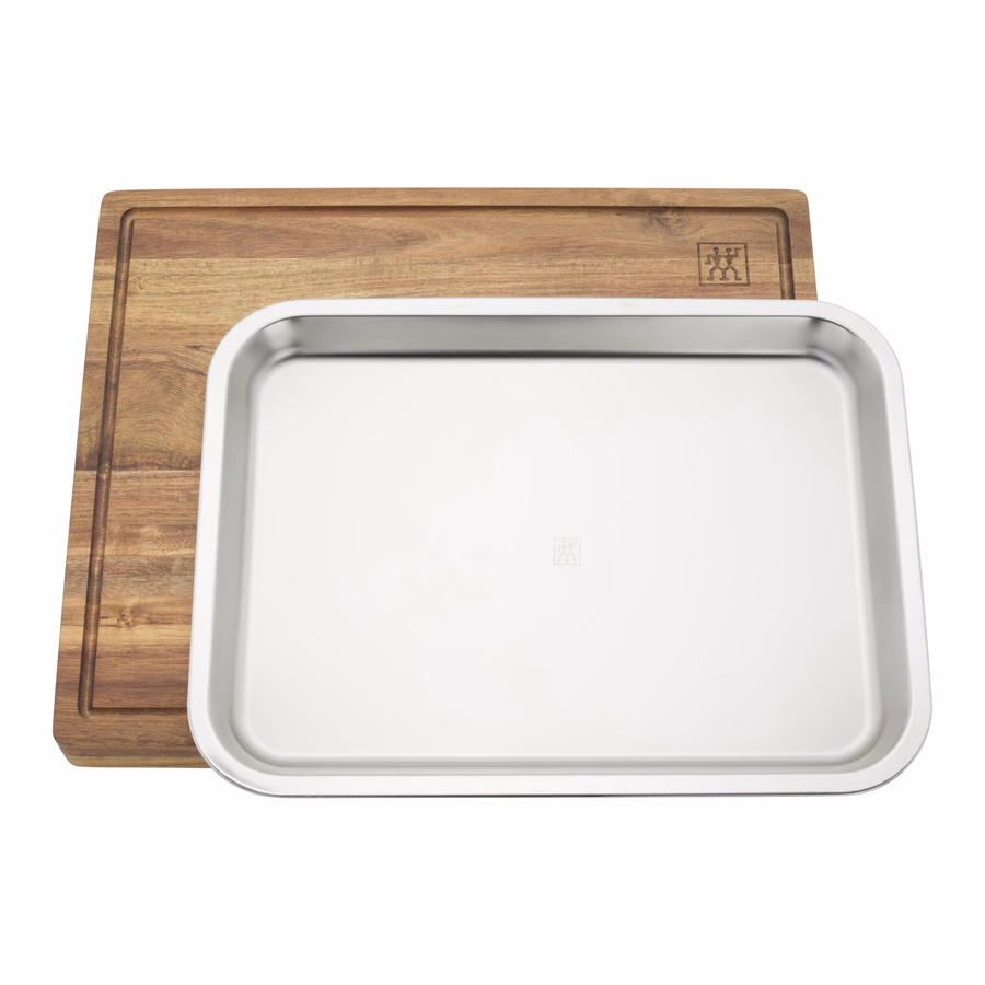 17-inch x 14-inch Cutting Board With Tray, Acacia