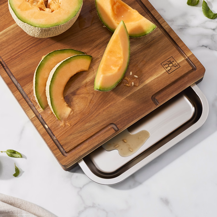 17-inch x 14-inch Cutting Board With Tray, Acacia