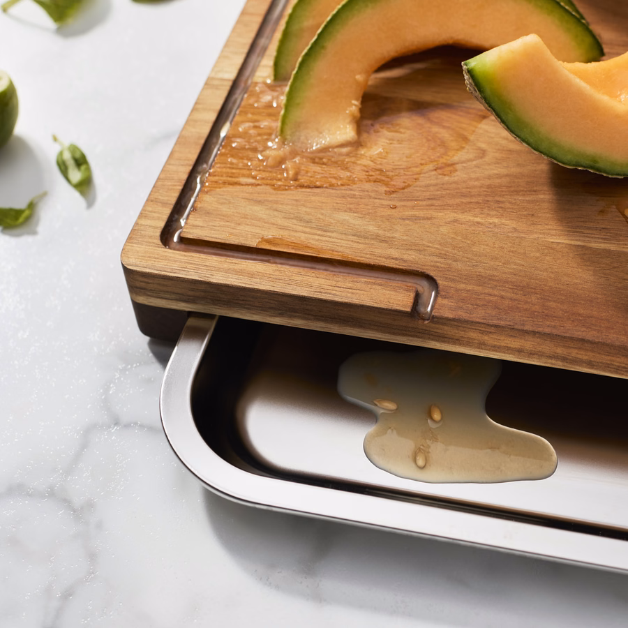 17-inch x 14-inch Cutting Board With Tray, Acacia