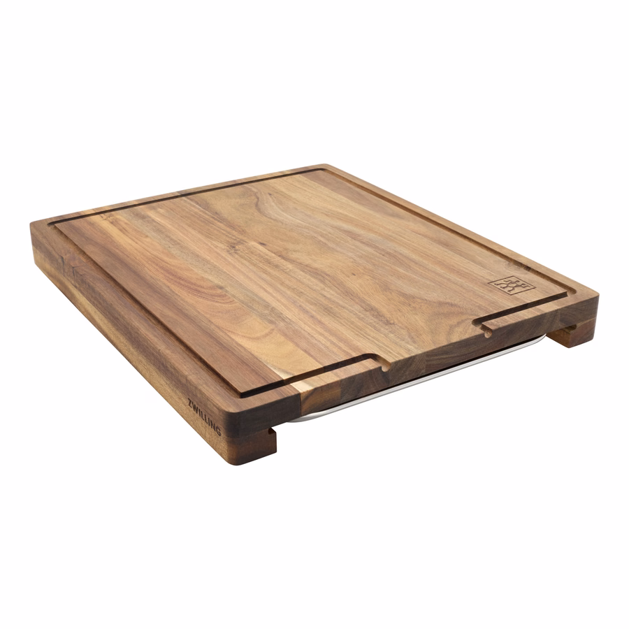 17-inch x 14-inch Cutting Board With Tray, Acacia