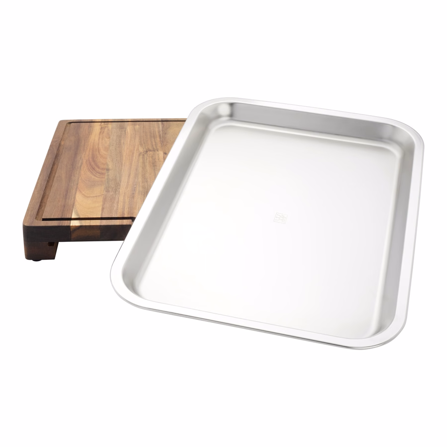 17-inch x 14-inch Cutting Board With Tray, Acacia
