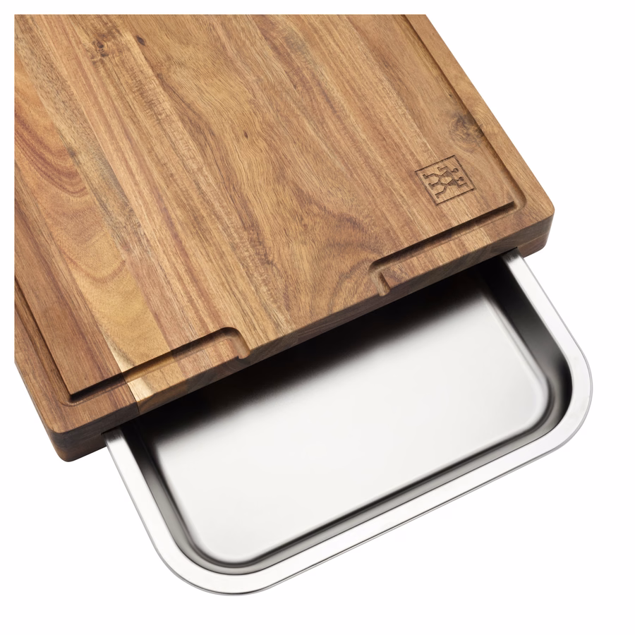17-inch x 14-inch Cutting Board With Tray, Acacia