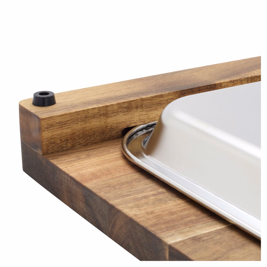 17-inch x 14-inch Cutting Board With Tray, Acacia