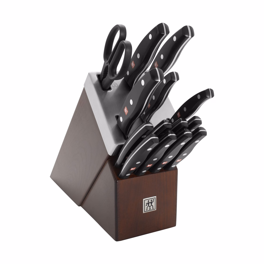 15-pc, Self Sharpening Knife block set, Brown