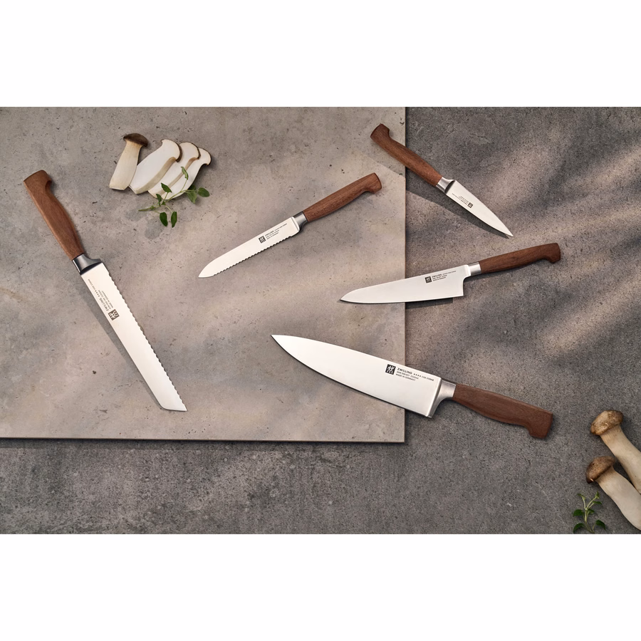6-pc, Kotibe Wood Handle Knife Block Set, Brown