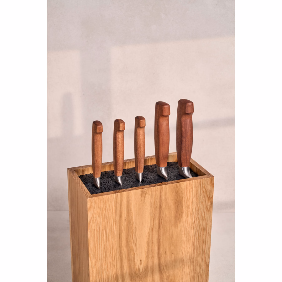 6-pc, Kotibe Wood Handle Knife Block Set, Brown