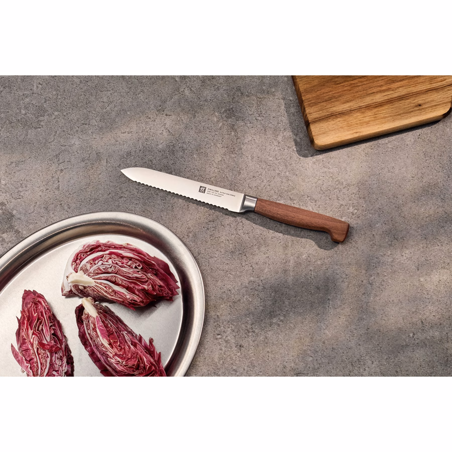6-pc, Kotibe Wood Handle Knife Block Set, Brown
