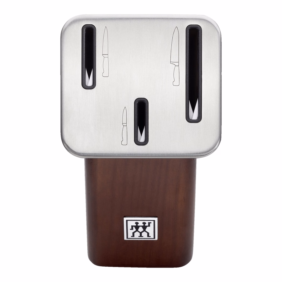 4-pc, Knife set with self-sharpening block, Brown