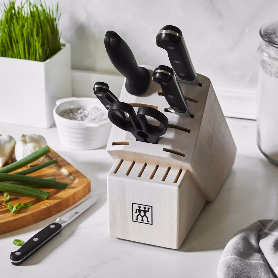 7-pc, Knife block set, White