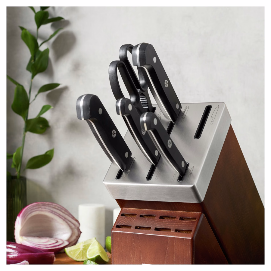 7-pc, Self-Sharpening Knife Block Set , Brown