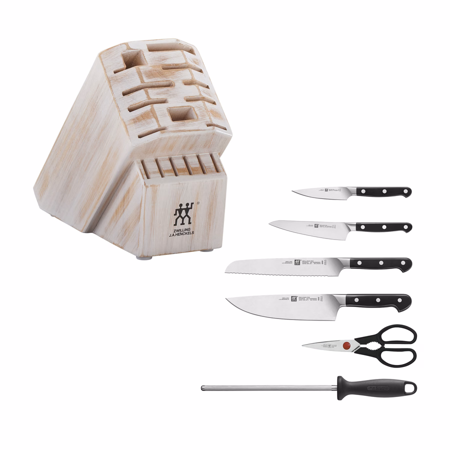 7-pc, Knife block set, Rustic White