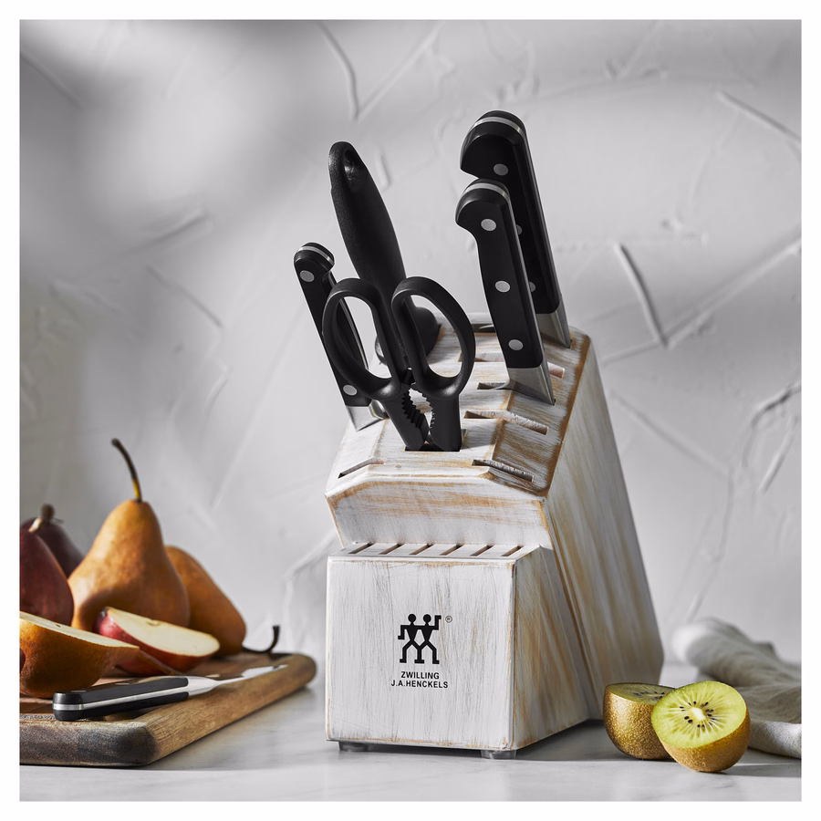7-pc, Knife block set, Rustic White