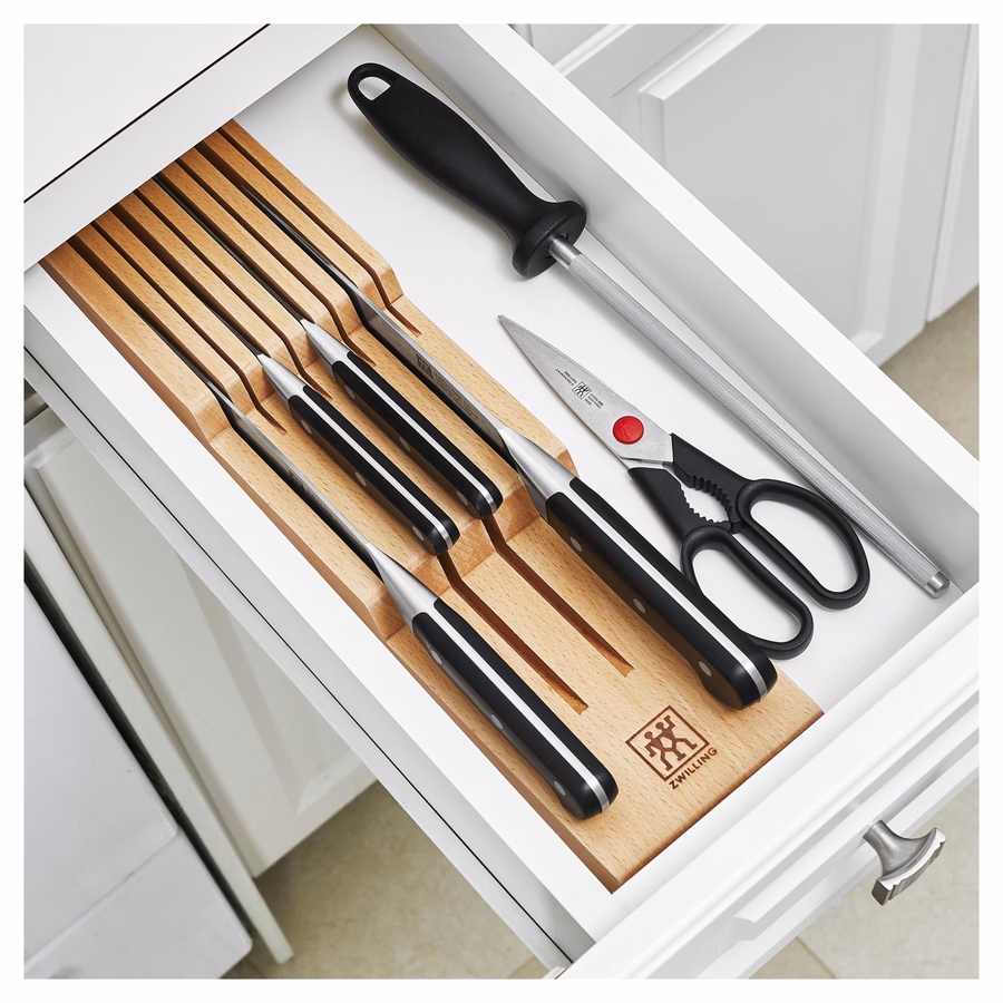 7-pc, Block Set with Beechwood In-Drawer Knife Tray, Natural