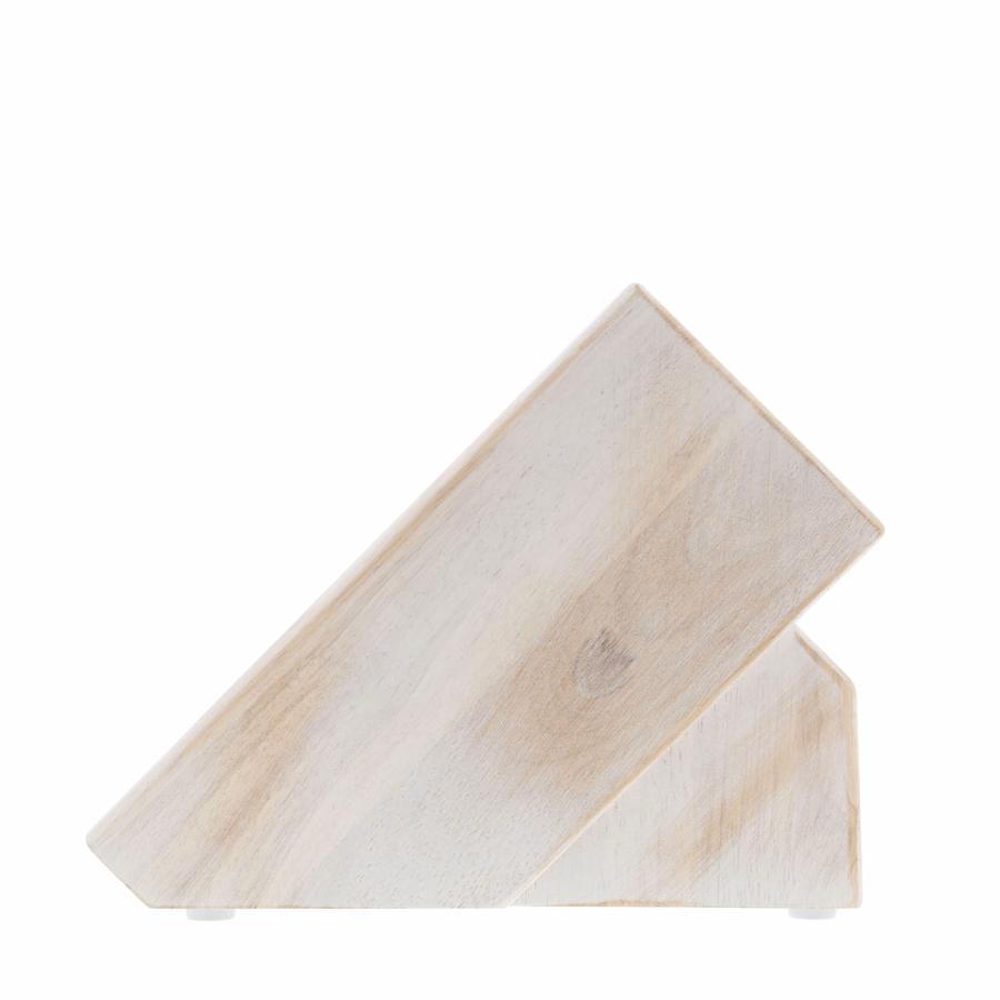 Rubberwood, TWIN Rustic White Knife Block Empty