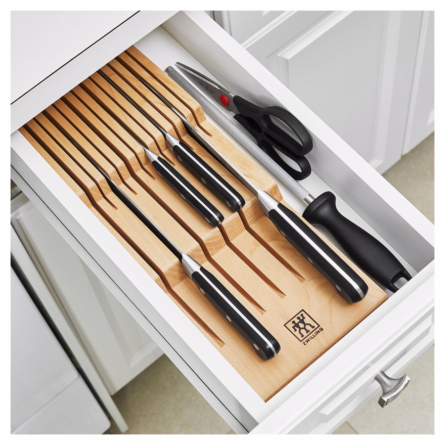Beechwood, In-drawer Knife Organizer