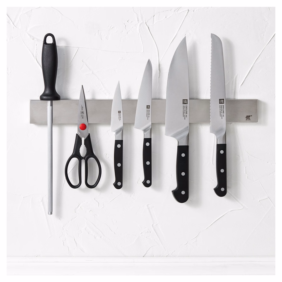 7-pc, Set with 17.5" Stainless Magnetic Knife Bar, No-Color
