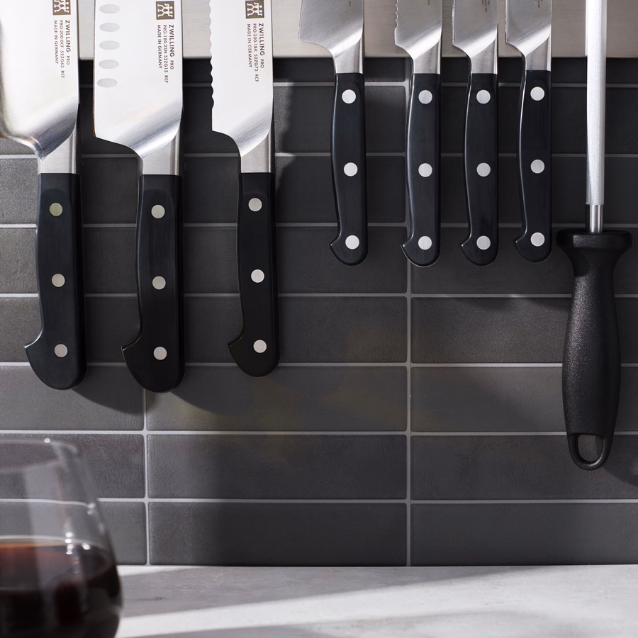 10-pc, Set with 17.5" stainless magnetic knife bar, No-Color